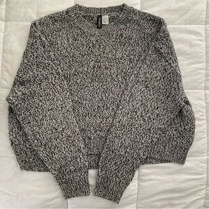 Divided Black and White Crew Neck Sweater with Relaxed Fit